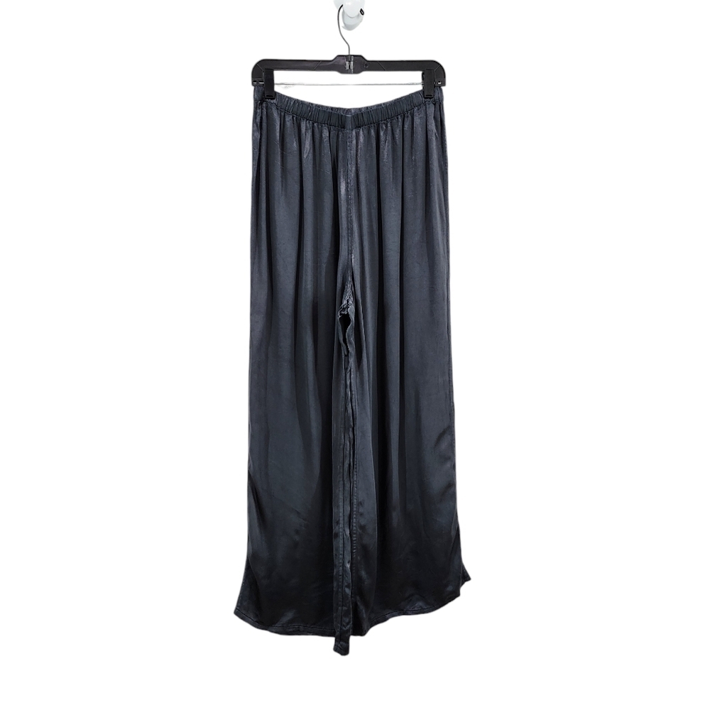 Mike & Tod Women's Flowy Wide Leg Satin Pants Dark Gray- L